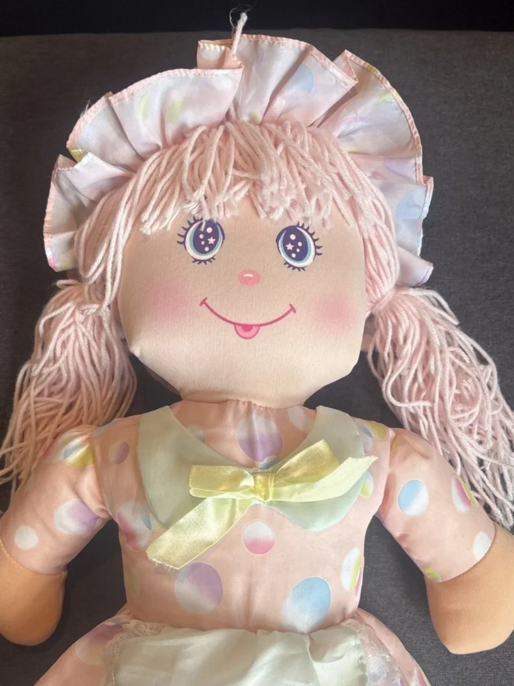 Vintage Happiness Aid Is A Toy By Well-Made Doll Pink Yarn Hair 1988 28” Girl